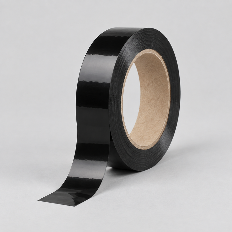 black polypropylene packing parcel tape 24mm x 66m 750x750 1